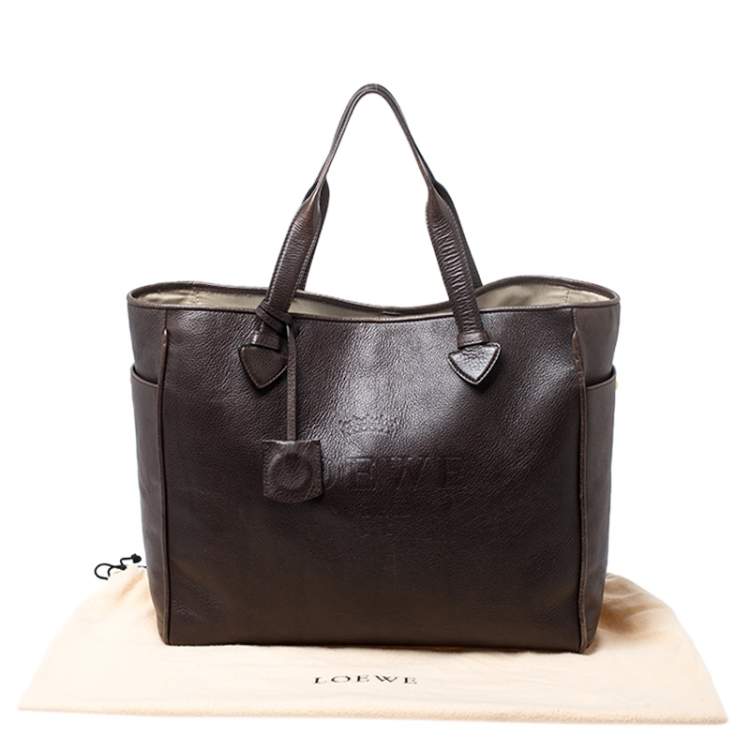 Pre Owned Loewe Dark Brown Leather Heritage Shopper Tote