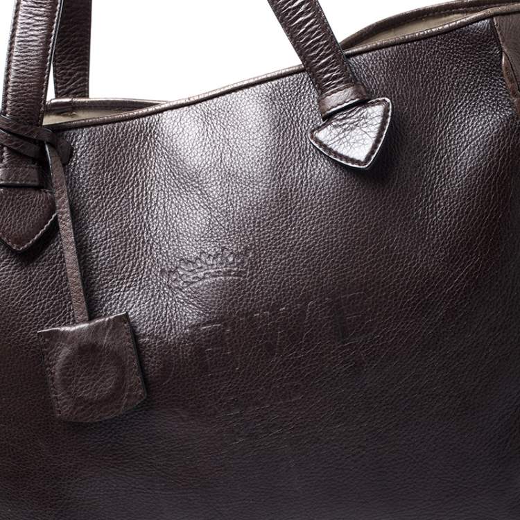 Pre Owned Loewe Dark Brown Leather Heritage Shopper Tote