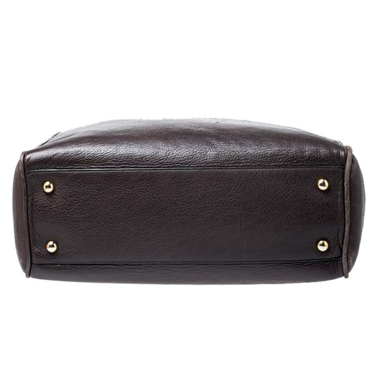 Pre Owned Loewe Dark Brown Leather Heritage Shopper Tote