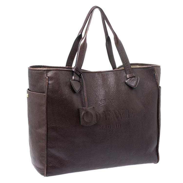 Pre Owned Loewe Dark Brown Leather Heritage Shopper Tote