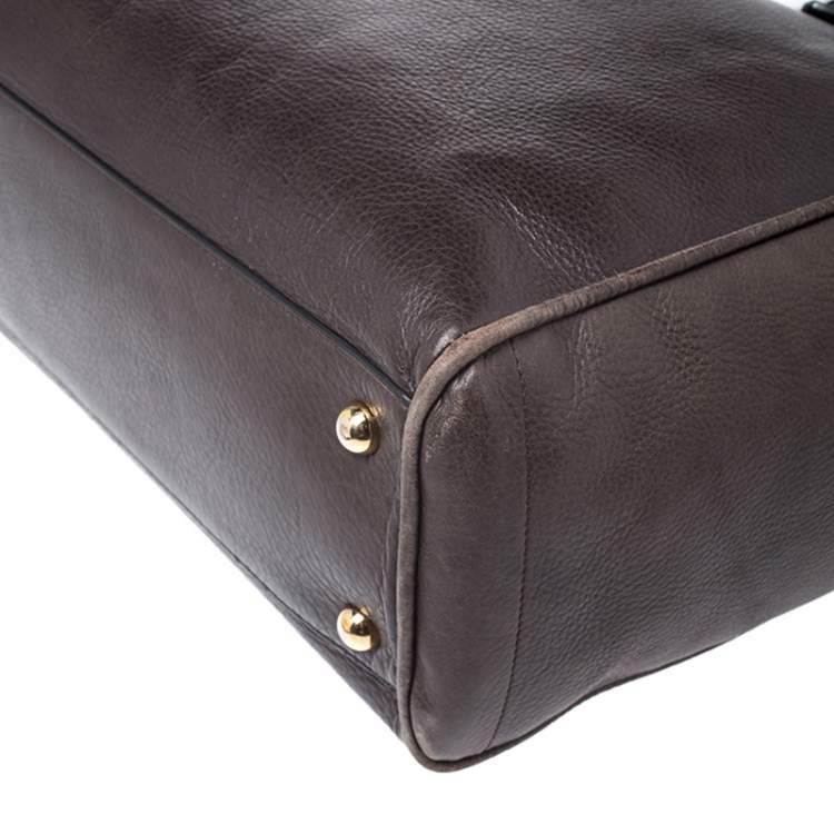 Pre Owned Loewe Dark Brown Leather Heritage Shopper Tote