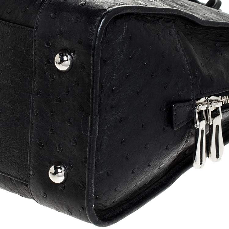 Pre Owned Loewe Black Ostrich Amazona Satchel