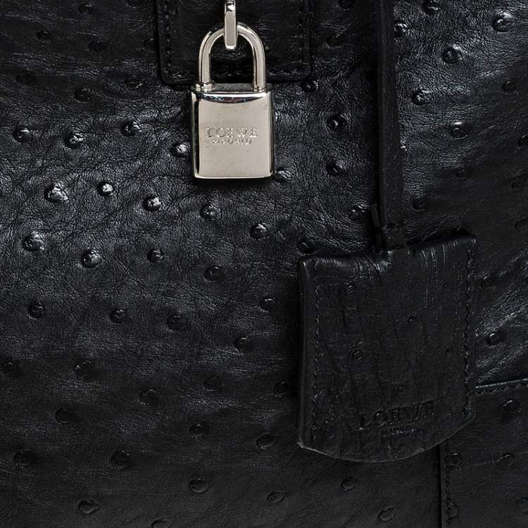 Pre Owned Loewe Black Ostrich Amazona Satchel