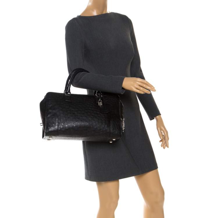 Pre Owned Loewe Black Ostrich Amazona Satchel