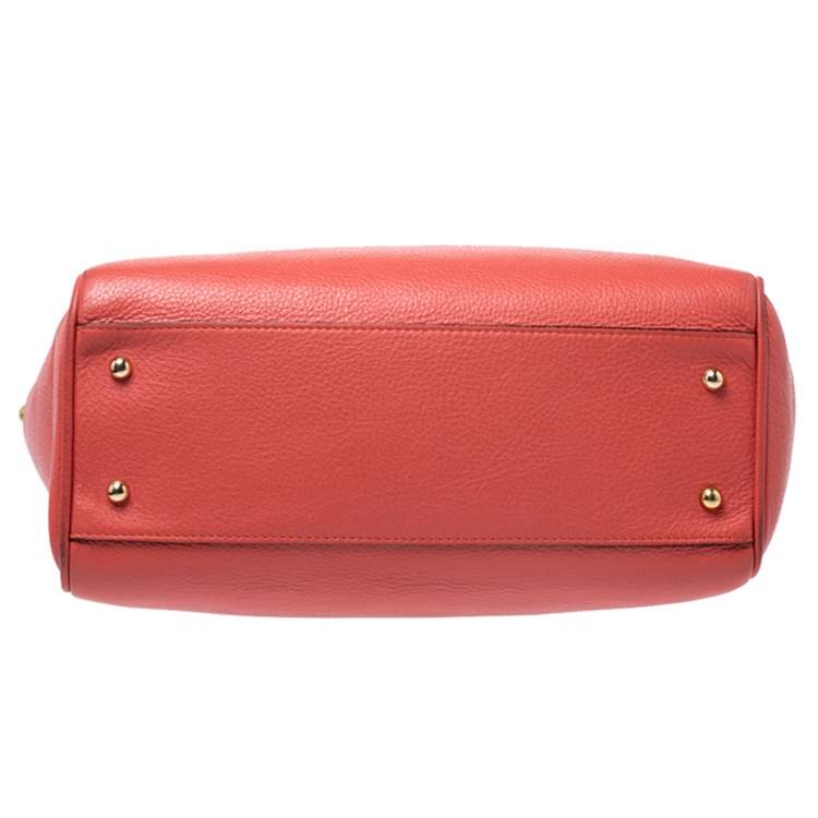 Pre Owned Loewe Coral Orange Leather Heritage Tote