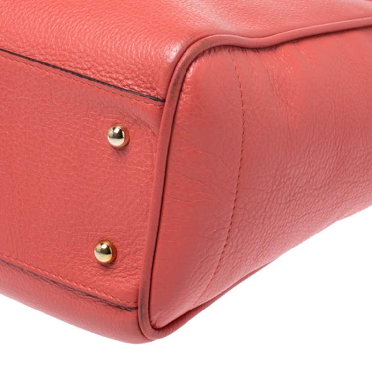 Pre Owned Loewe Coral Orange Leather Heritage Tote