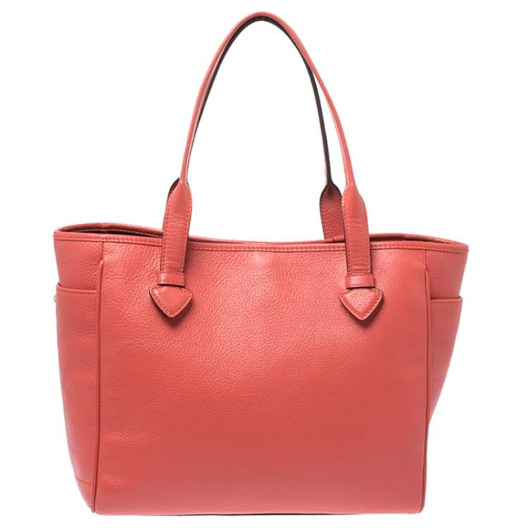 Pre Owned Loewe Coral Orange Leather Heritage Tote