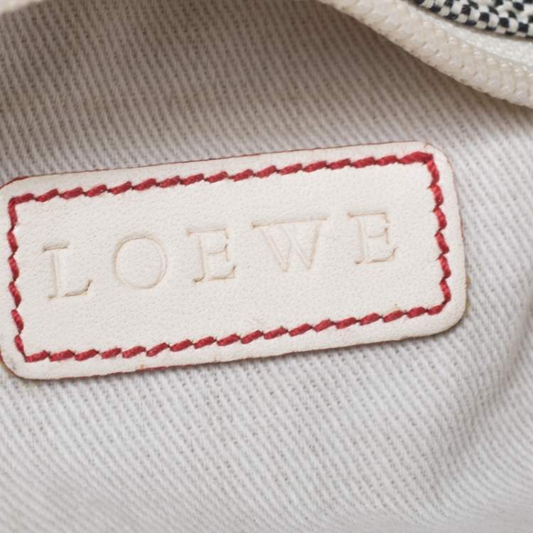 Pre Owned Loewe Grey/White Canvas and Leather Small Shoulder Bag