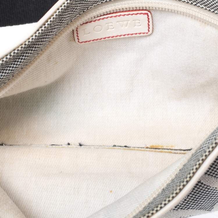 Pre Owned Loewe Grey/White Canvas and Leather Small Shoulder Bag