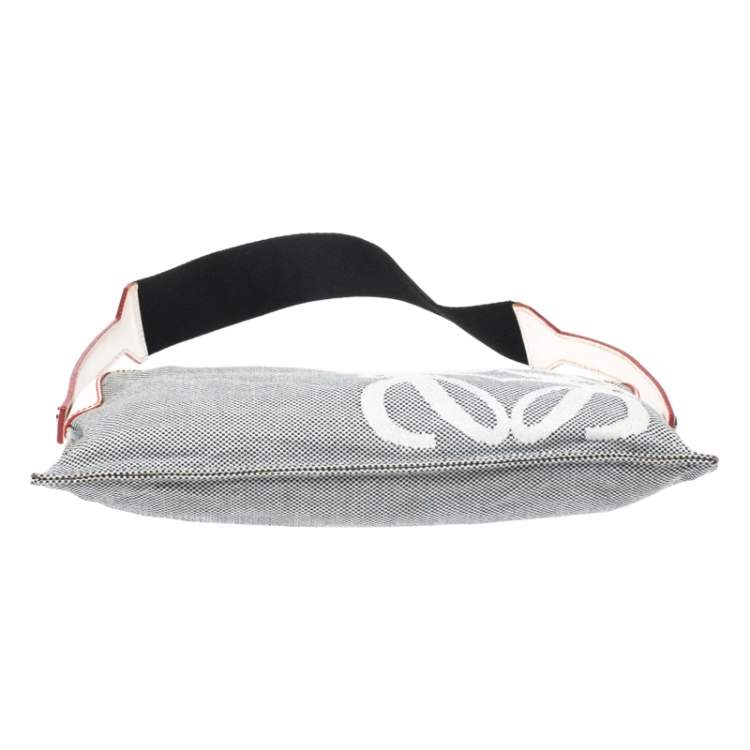 Pre Owned Loewe Grey/White Canvas and Leather Small Shoulder Bag