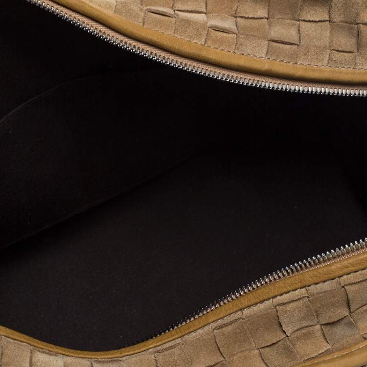 Pre Owned Loewe Light Brown Leather and Suede Woven Amazona 36 Tote