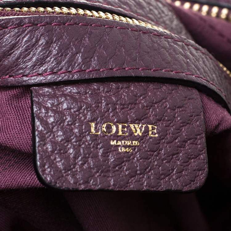 Pre Owned Loewe Purple Leather and Ostrich Front Pocket Satchel