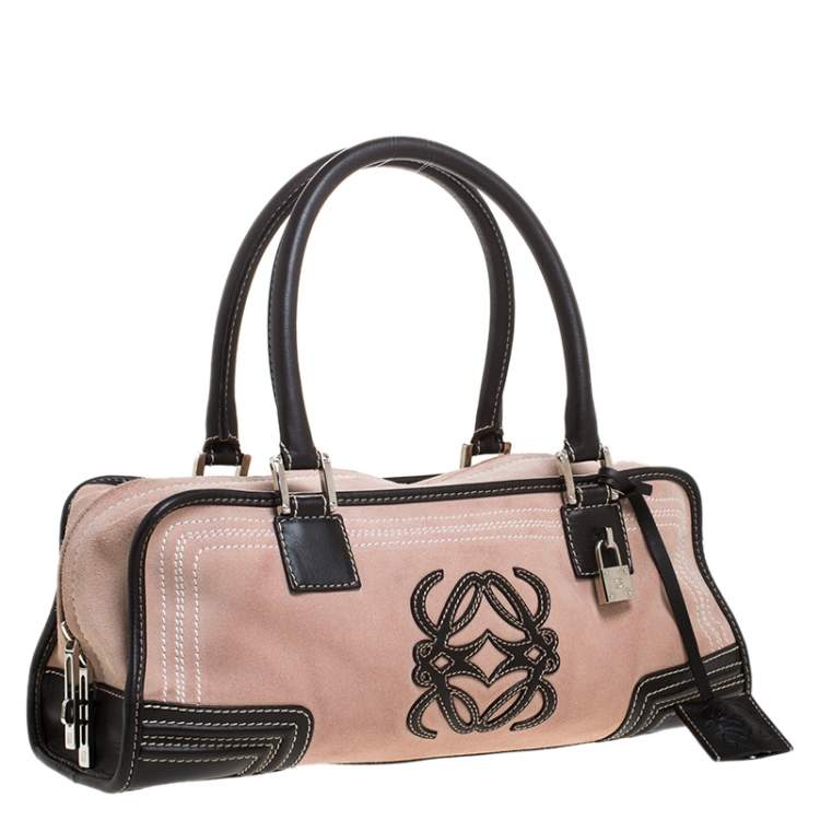 Pre Owned Loewe Pink/Brown Leather Amazona Bag