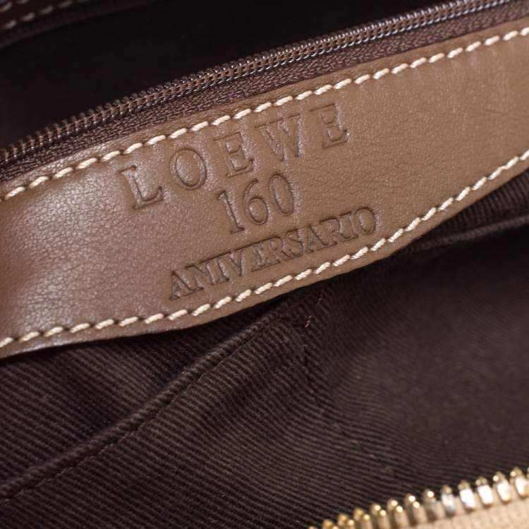Pre Owned Loewe Brown Badge Suede and Leather 160th Anniversary Satchel