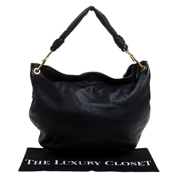 Pre Owned Loewe Black Leather Knot Hobo