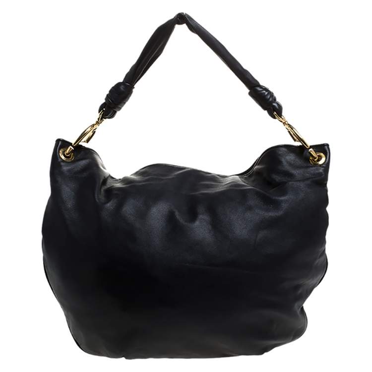 Pre Owned Loewe Black Leather Knot Hobo