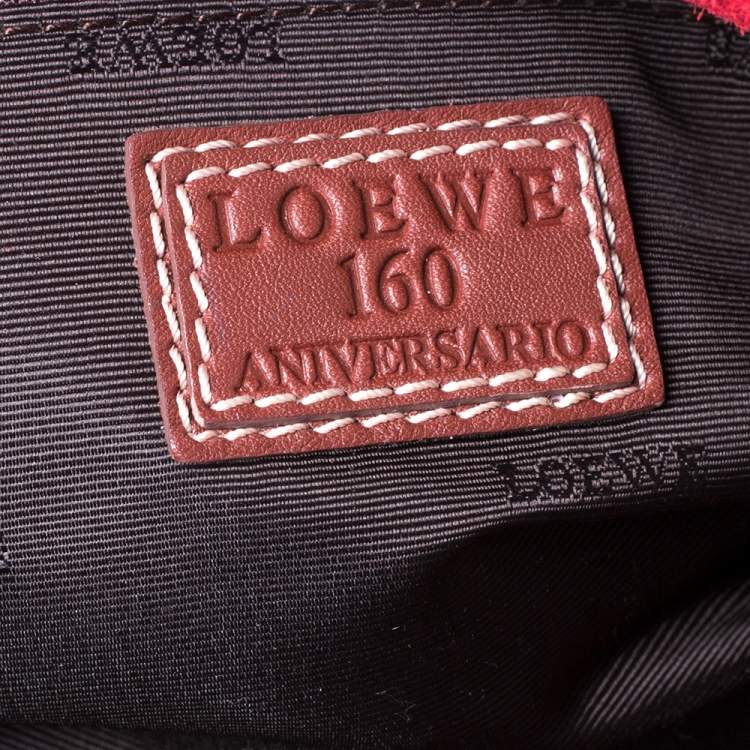 Pre Owned Loewe Red/Brown Suede and Leather Amazona 28 Satchel
