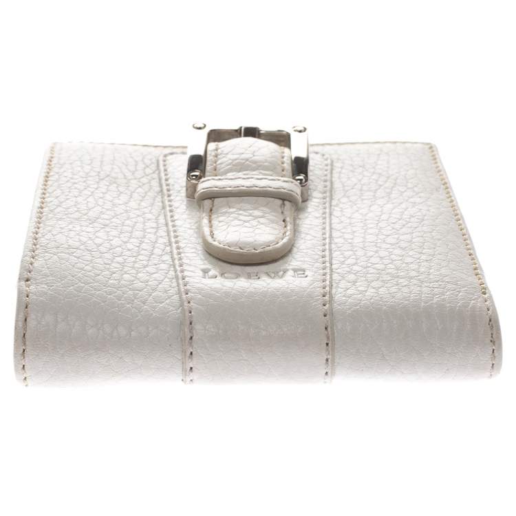 Pre Owned Loewe White Leather Compact Wallet