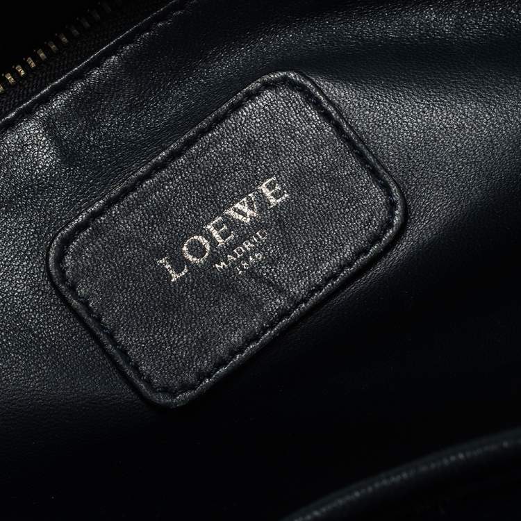 Pre Owned Loewe Dark Navy Leather Amazona Satchel