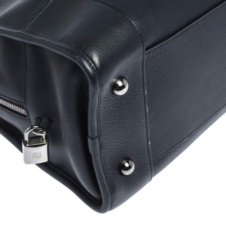 Pre Owned Loewe Dark Navy Leather Amazona Satchel