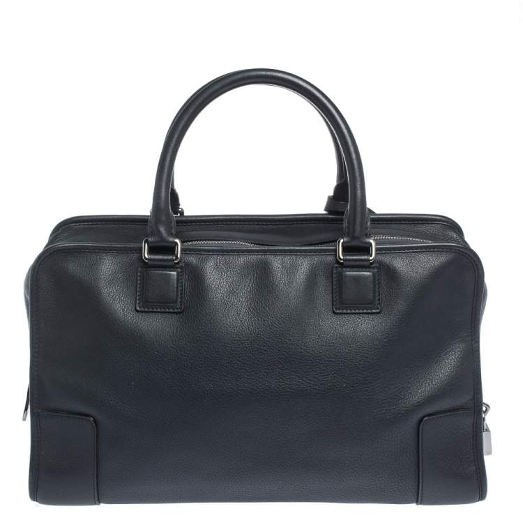 Pre Owned Loewe Dark Navy Leather Amazona Satchel