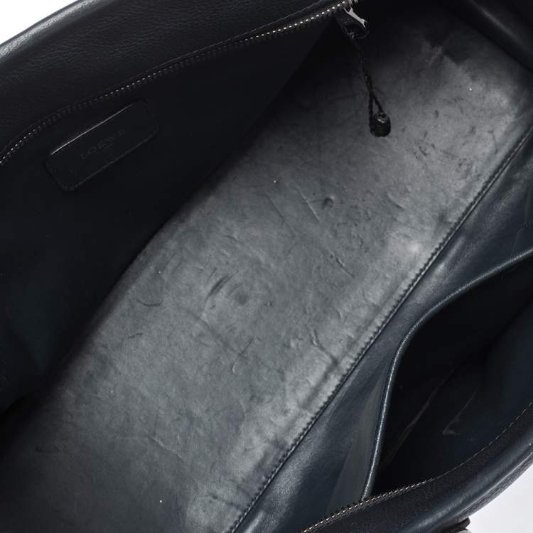 Pre Owned Loewe Dark Navy Leather Amazona Satchel