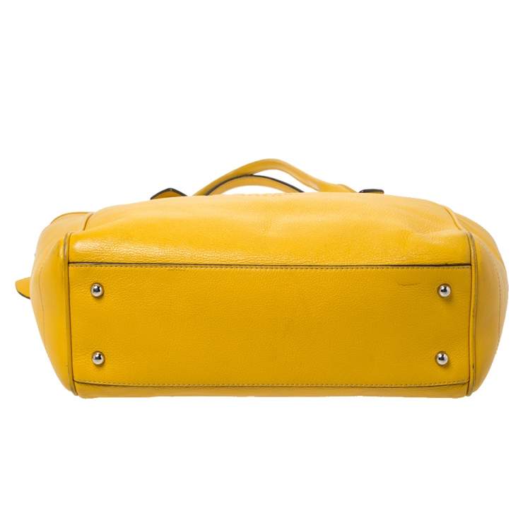 Pre Owned Loewe Yellow Leather Shopper Tote