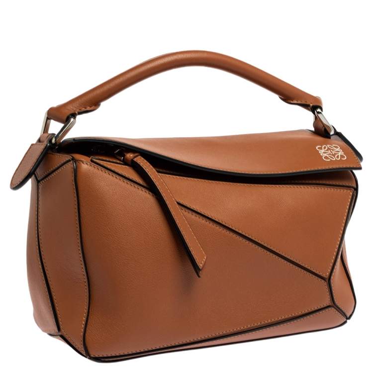 Pre Owned Loewe Brown Leather Small Puzzle Shoulder Bag