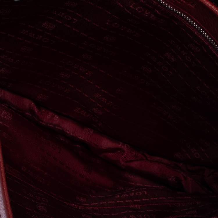 Pre Owned Loewe Red Leather Logo Embossed Flap Crossbody Bag