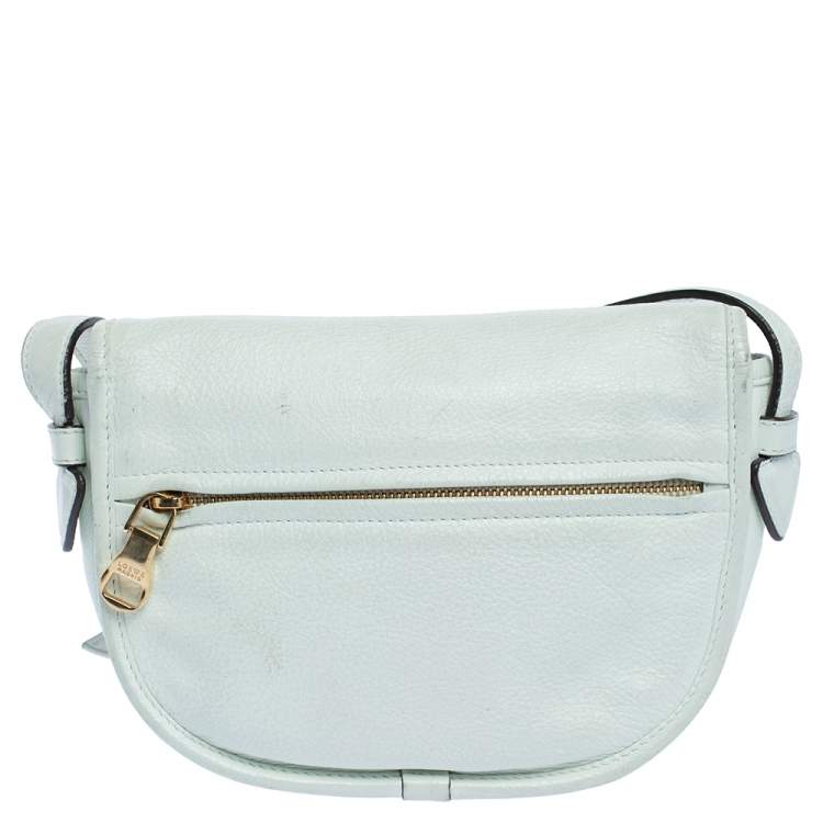 Pre Owned Loewe White Leather Mini Logo Crossbody Bag