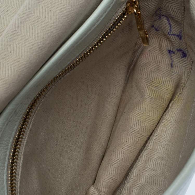 Pre Owned Loewe White Leather Mini Logo Crossbody Bag