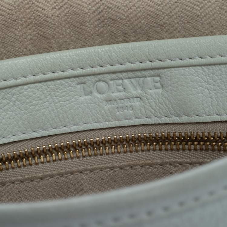 Pre Owned Loewe White Leather Mini Logo Crossbody Bag