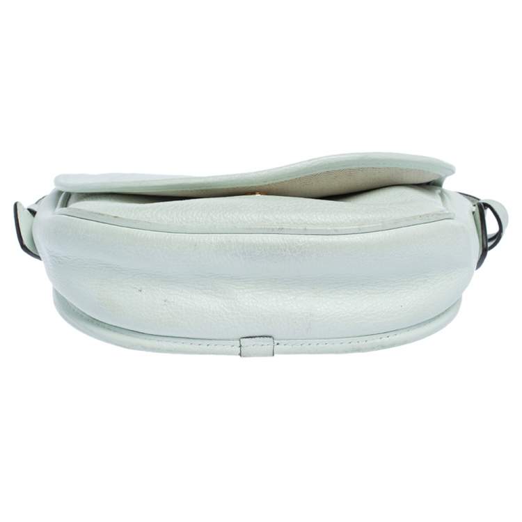 Pre Owned Loewe White Leather Mini Logo Crossbody Bag