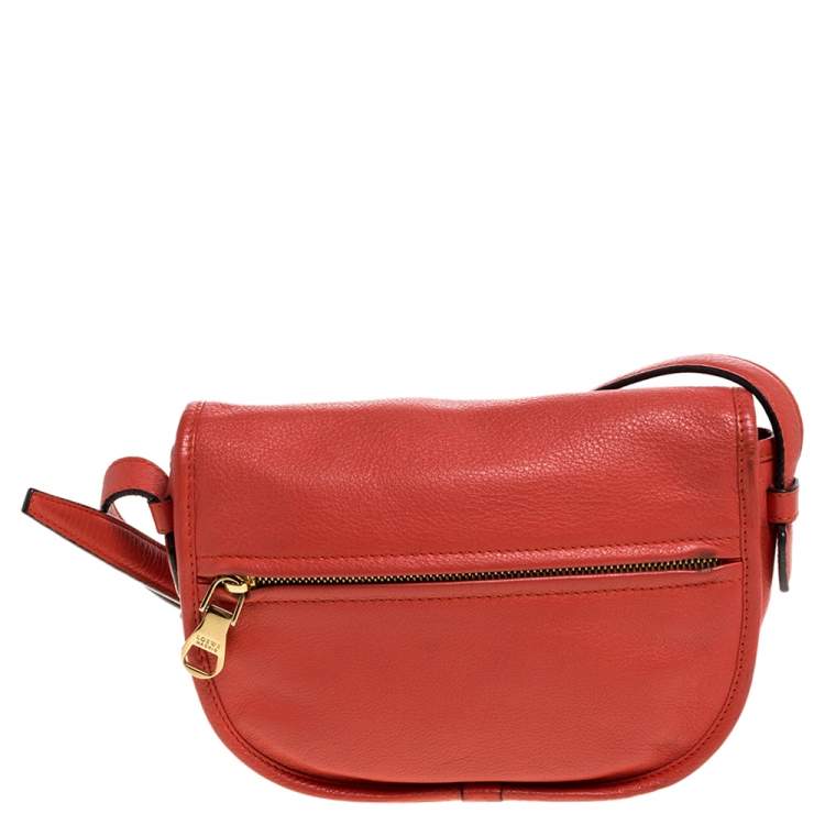 Pre Owned Loewe Coral Leather Heritage Crossbody Bag