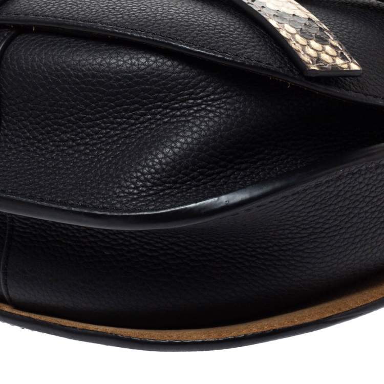 Pre Owned Loewe Black Leather and Python Gate Crossbody Bag