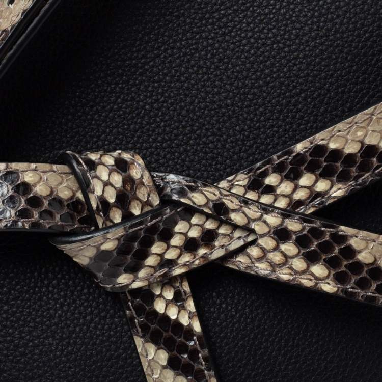 Pre Owned Loewe Black Leather and Python Gate Crossbody Bag