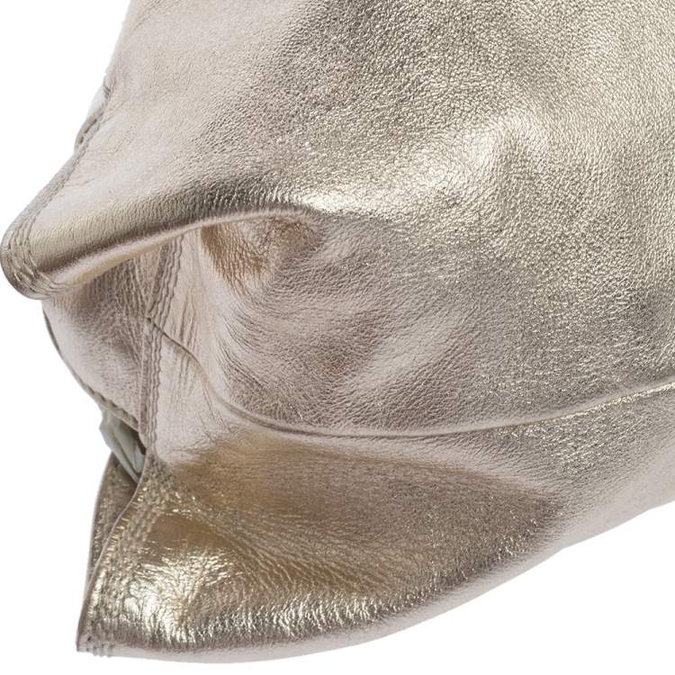 Pre Owned Loewe Metallic Gold Leather Aire Tote