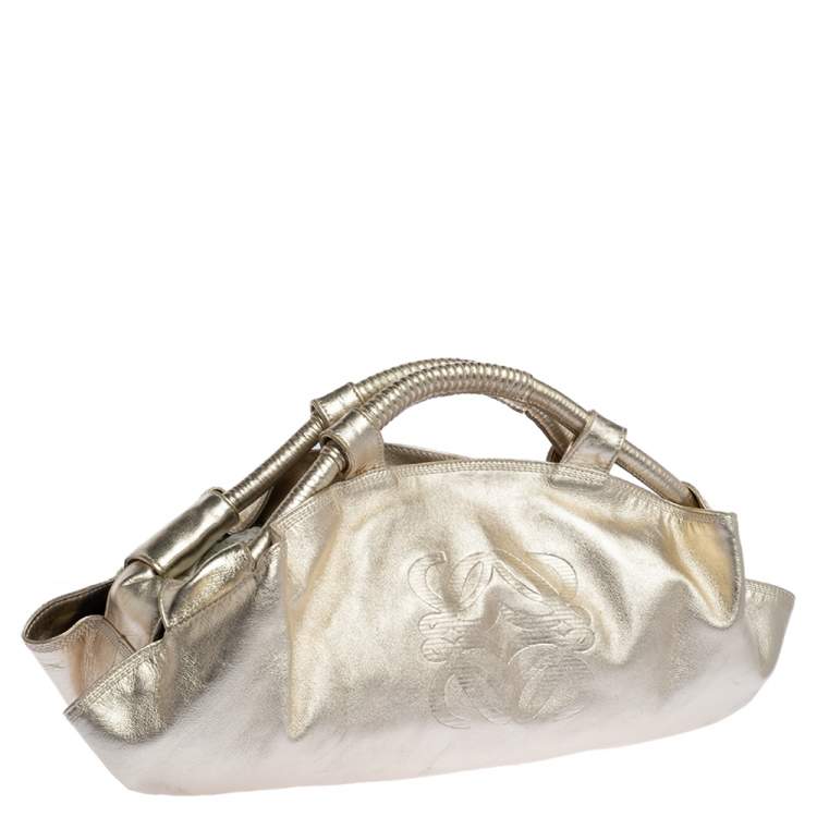 Pre Owned Loewe Metallic Gold Leather Aire Tote