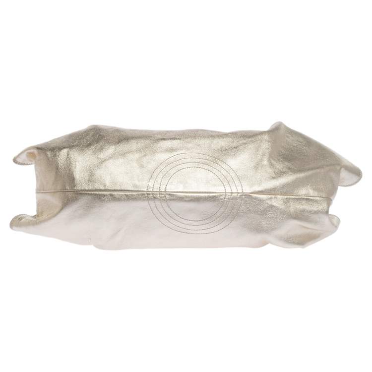 Pre Owned Loewe Metallic Gold Leather Aire Tote