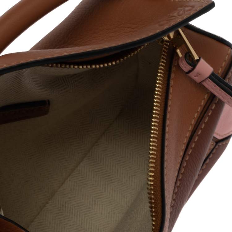 Pre Owned Loewe Tri Color Leather Mini Puzzle Shoulder Bag