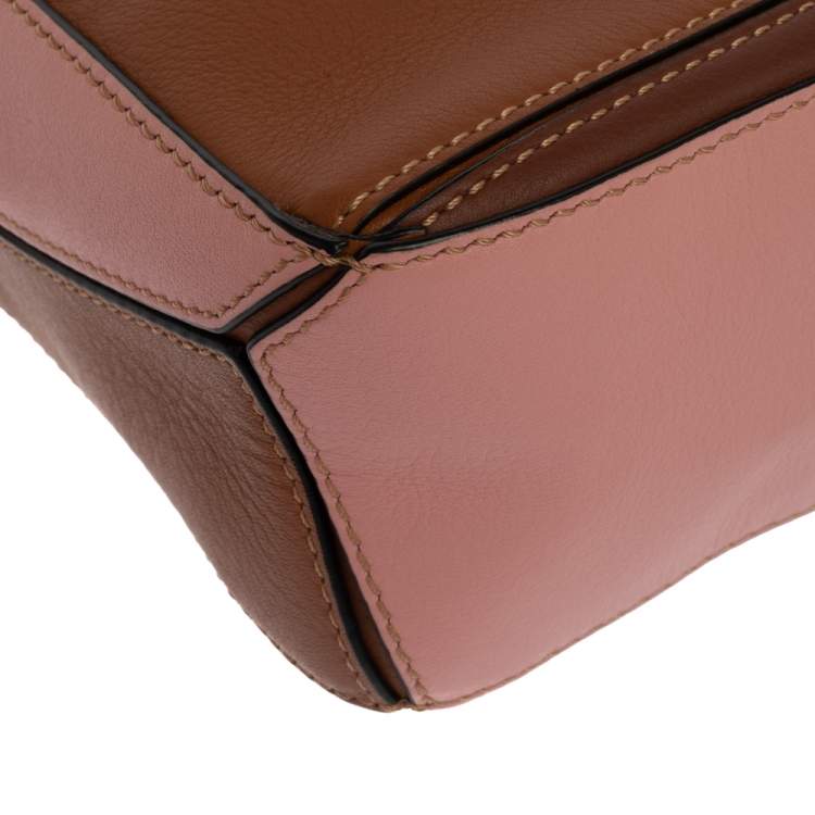 Pre Owned Loewe Tri Color Leather Mini Puzzle Shoulder Bag