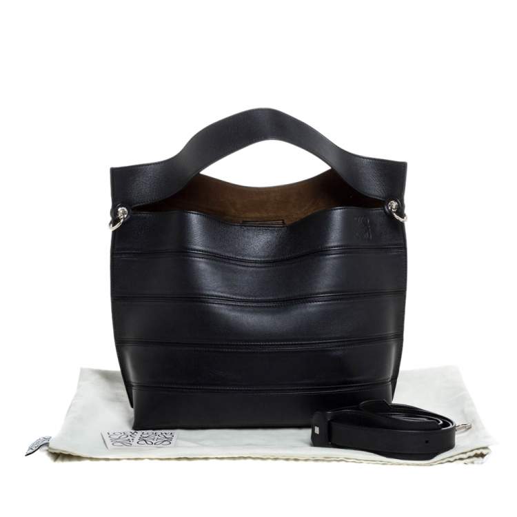 Pre Owned Loewe Black Leather Front Slit Hobo