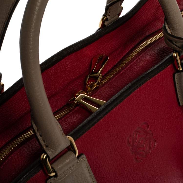 Pre Owned Loewe Tri Color Leather Amazona Satchel