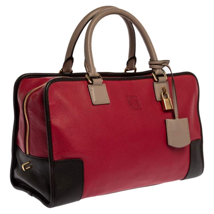 Pre Owned Loewe Tri Color Leather Amazona Satchel