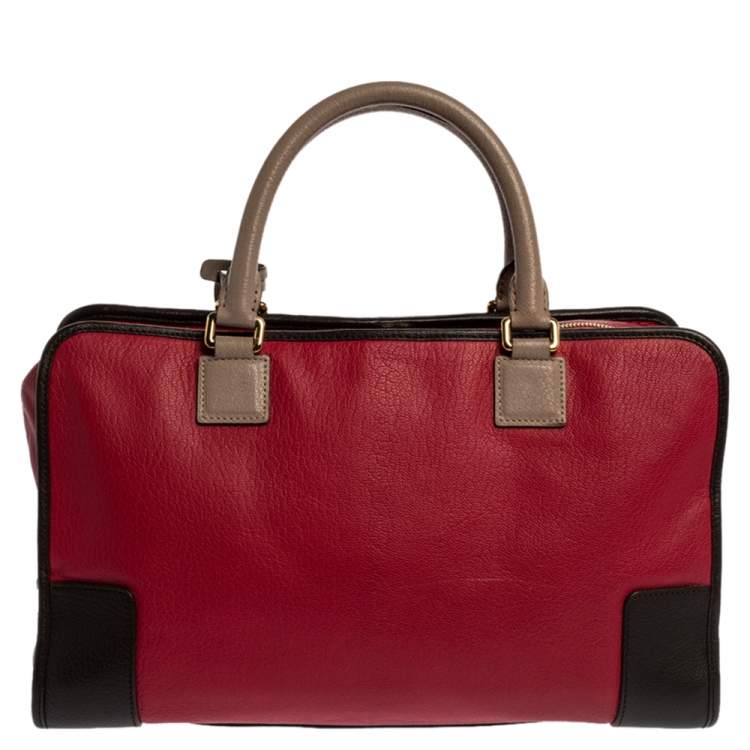 Pre Owned Loewe Tri Color Leather Amazona Satchel