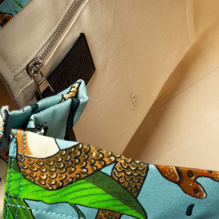 Pre Owned Loewe x Paula's Multicolor Ibiza Mermaid Canvas and Leather Tote 