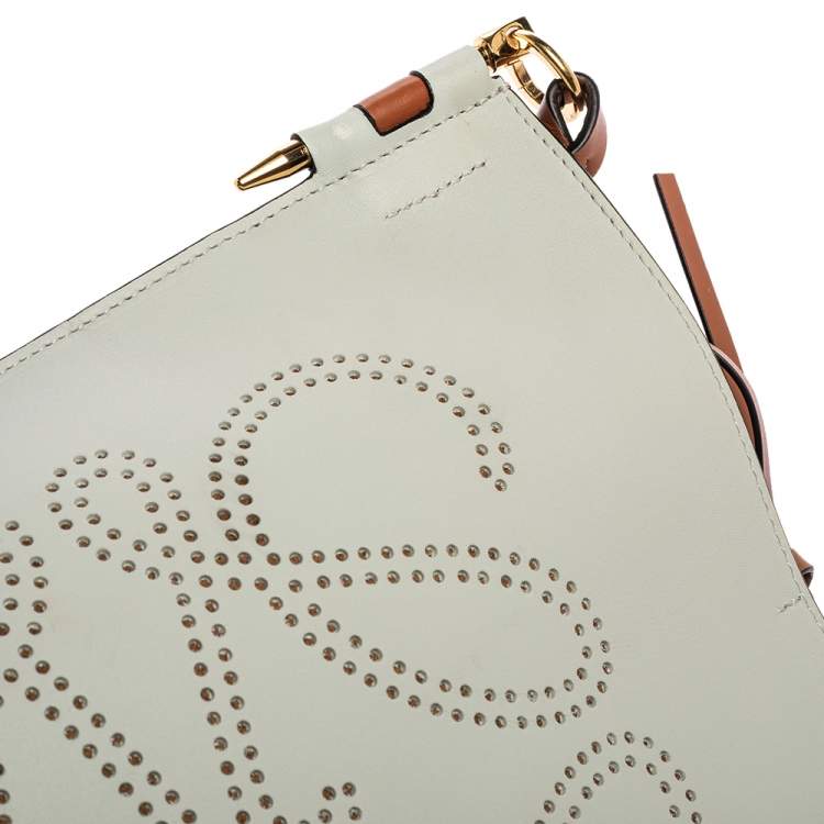 Pre Owned Loewe White/Brown Leather Gate Anagram Bucket Bag