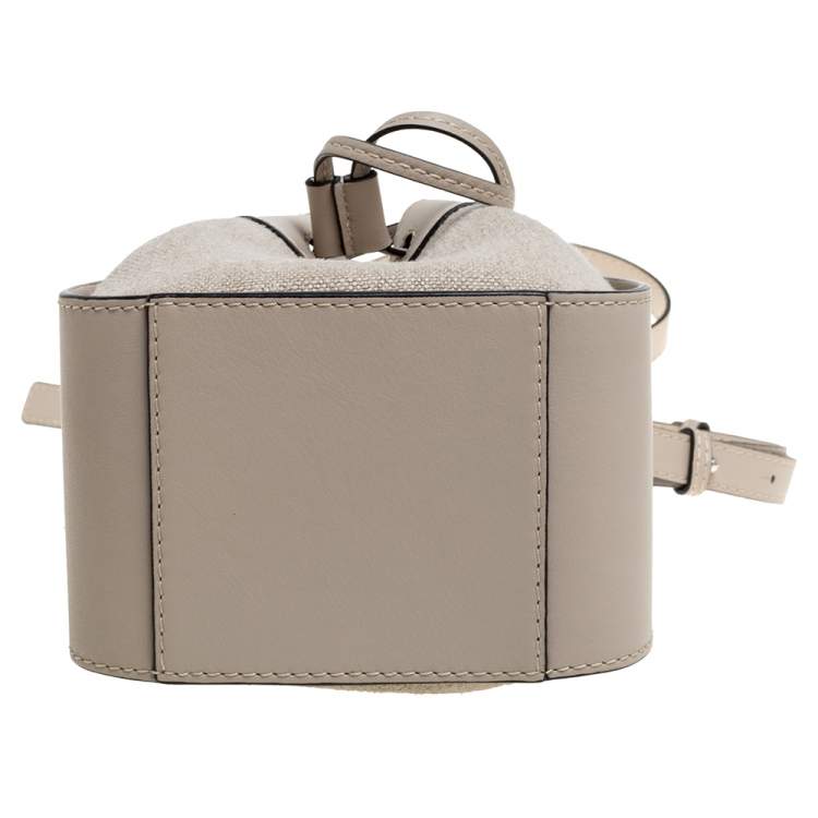 Pre Owned Loewe Ivory Canvas and Leather Mini Hammock Drawstring Bag