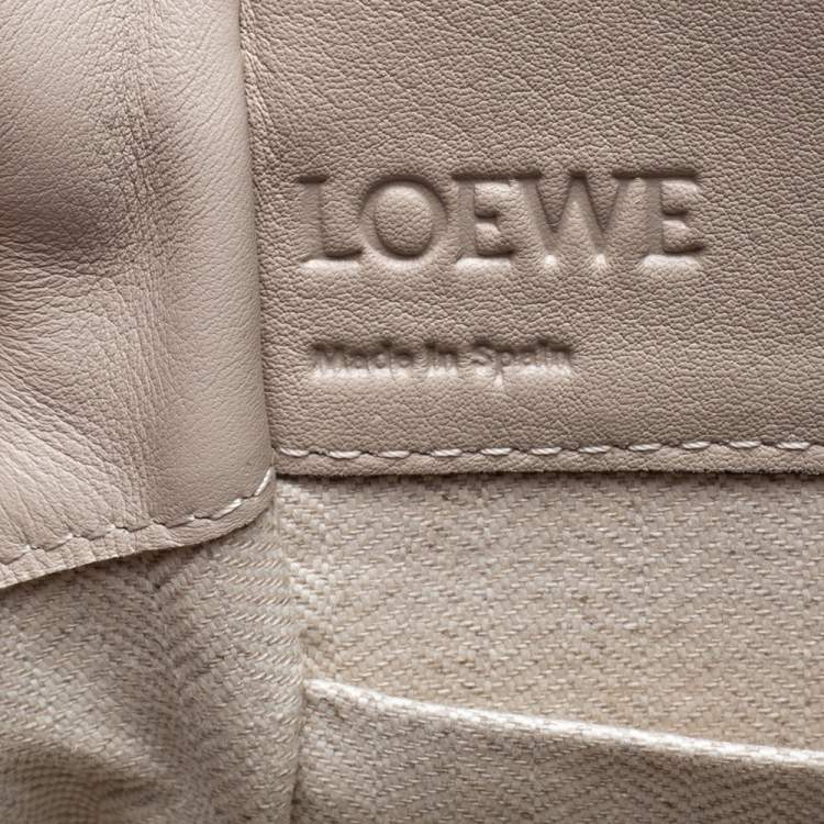 Pre Owned Loewe Ivory Canvas and Leather Mini Hammock Drawstring Bag