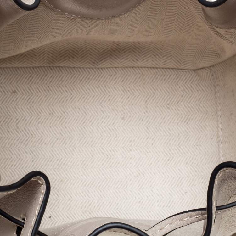 Pre Owned Loewe Ivory Canvas and Leather Mini Hammock Drawstring Bag